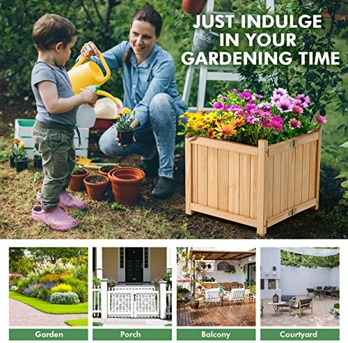 s afstar outdoor wooden planter box, folding raised, view 9