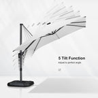 purple leaf cantilever patio umbrella 10' x 10', front angle view