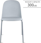 2xhome Set of 2 Modern Stackable Armless Dining Chairs, Plastic Shell Seat with Metal Legs for Indoor Outdoor Home Kitchen Patio Cafe, Gray