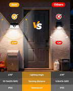 Aootek New Solar Motion Sensor Lights 120 LEDs with Lights Reflector,270° Wide Angle, IP65 Waterproof, Step Lights for Front Door, Yard, Garage, Deck (Black, Daylight White, 12-Pack)
