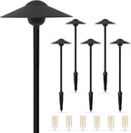 Low Voltage Pathway Lights (8.5'' Shade, 21.5'' Tall)，12V Outdoor LED Landscape Path Lights Wired, Aluminum Pathway Lighting with 3W 2700K Replaceable Bulb for Walkway Garden Yard, 6 Pack