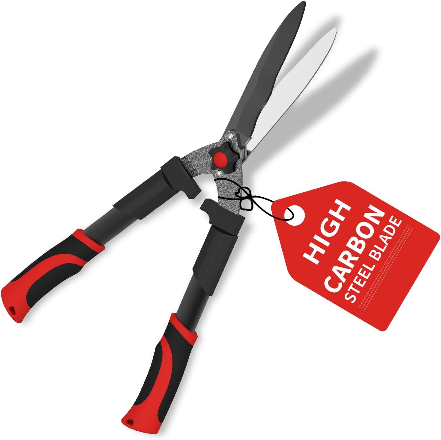 GARTOL 23-Inch Hedge Shears, Manual Garden Clippers with 9" High Carbon Steel Wavy Blade, Heavy Duty Bush Trimmers with Shock-Absorbing Bumpers & Adjustable Tension, Easy-Grip Handles
