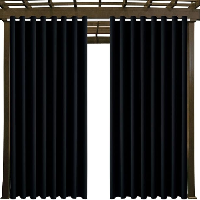 Waterproof Outdoor Curtain W105 x L108 - Grommet Top Sunlight Blocking Window Treatment Drapes Blackout Curtains for Home Bedroom Living Room Outdoor Patio Porch Pergola Cabana Gazebo, 2 Panels