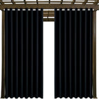 Outdoor Patio Curtain Waterproof Darkening Thermal Insulated Indoor Curtains for Bedroom, Porch, Living Room, Pergola, Cabana, W105 x L120 Extra Wide Room Divider, Black, Set of 2 Panels