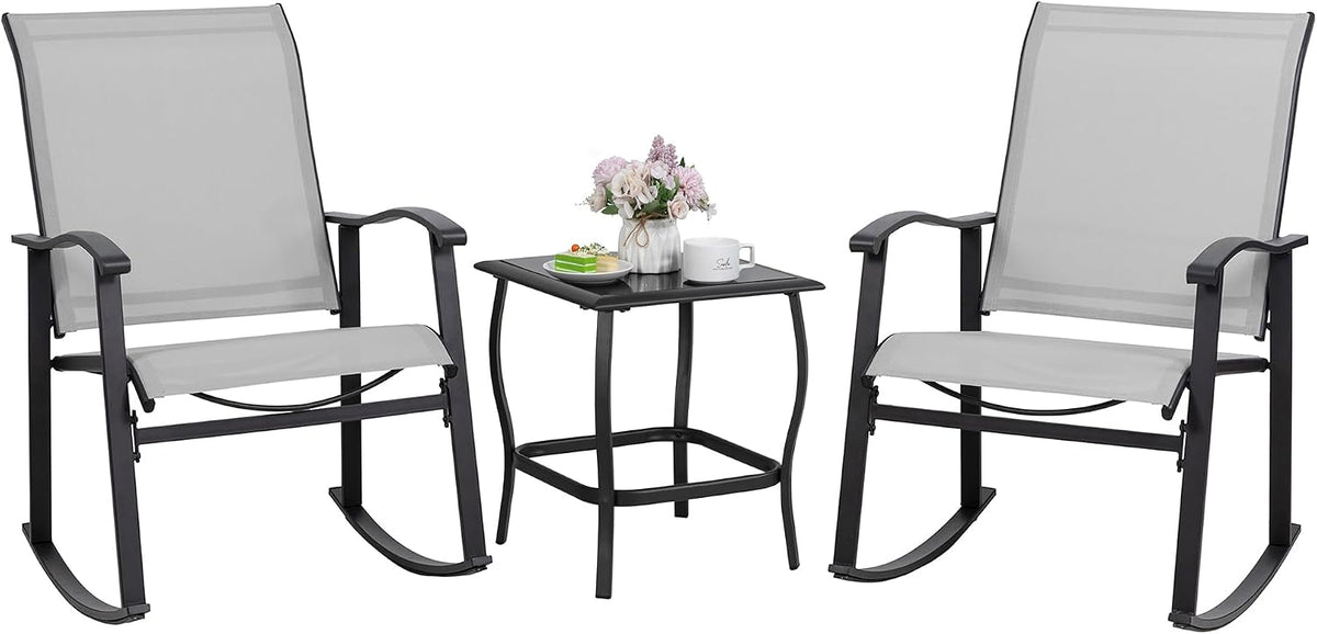 shintenchi 3 piece rocking bistro set, outdoor furniture, main product view