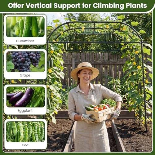 giantex metal garden arch trellis for climbing plants, package contents