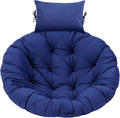 Tudomro Navy Blue Egg Chair Cushion Hanging Basket Chair Replacement 45x45 Hammock Basket Swing Waterproof Cushion Hanging Swing Pads with Headrest for Indoor Outdoor Porch Backyard Patio Garden