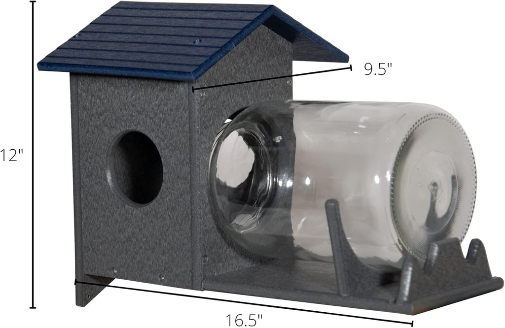 Squirrel Under Glass Mason Jar Peanut and Loose Corn Squirrel Feeder - Keep Squirrels Out of Bird Feeders