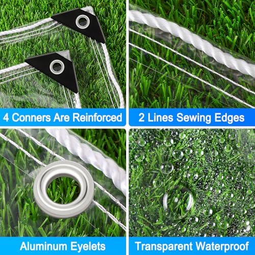 clear plastic tarp 10x10 ft, thickened 20 mil, side view