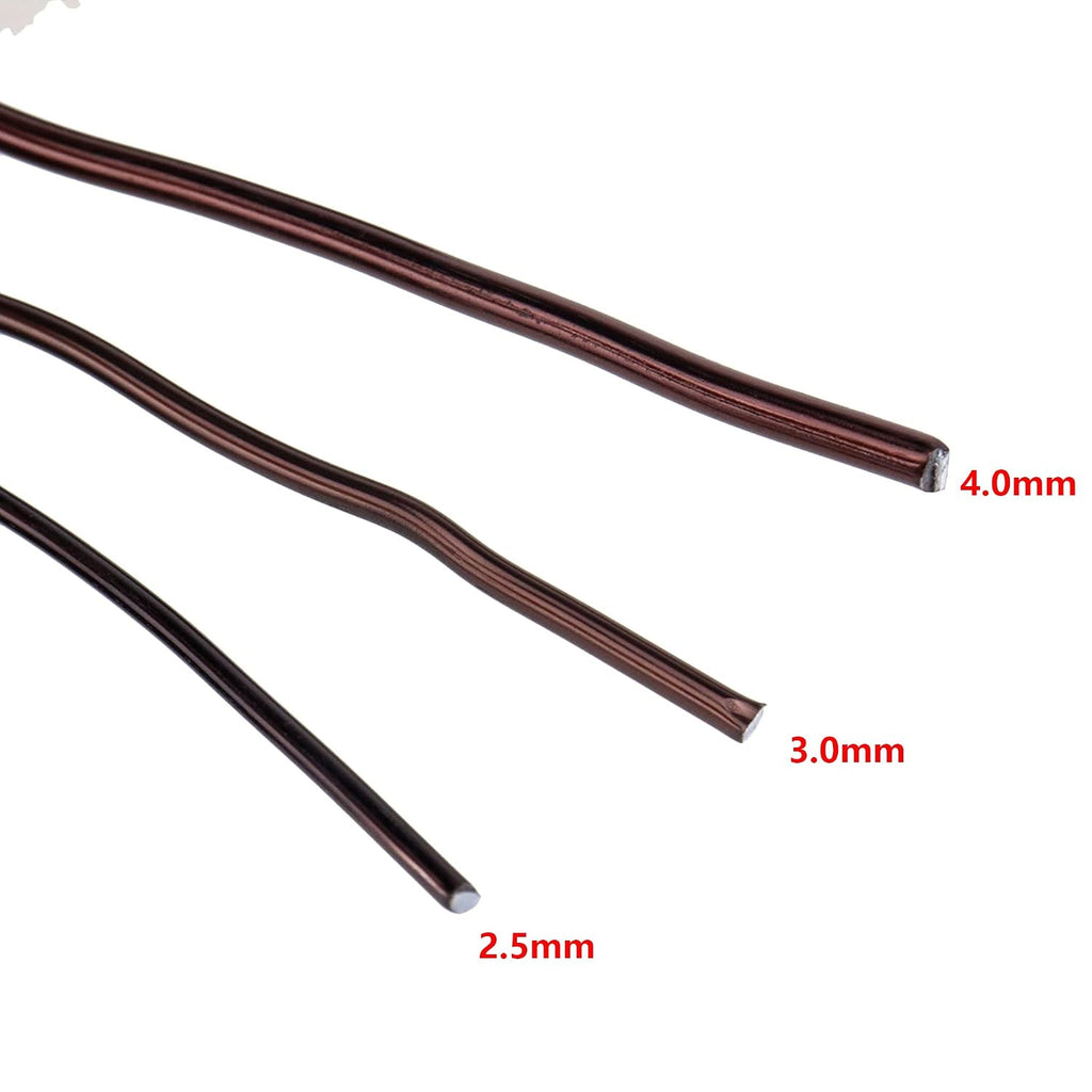 Antrader Bonsai Training Wire Set,Anodized Aluminum Wire 2.5mm/3.0mm/4.0mm Training Wire for Bonsai Trees,3 Sizes/100g,Brown