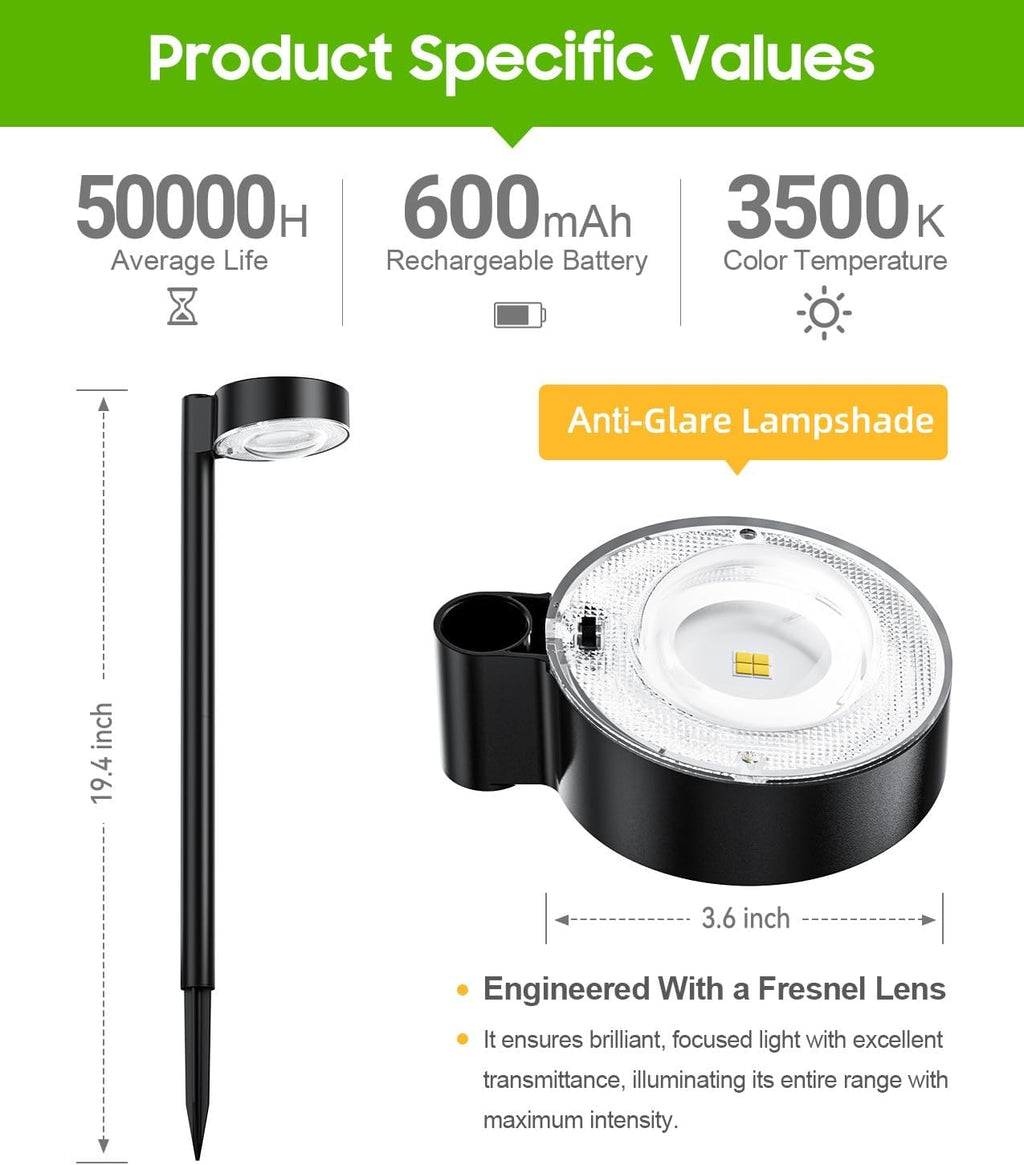 8 Pack Solar Pathway Lights Outdoor, Up to 12Hrs Solar Light | Larger Focused Spot Lens, Waterproof Solar Light for Garden, Walkways, Landscape Path