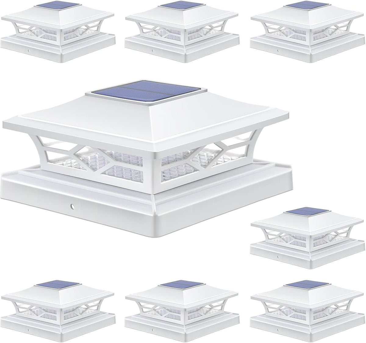 aponuo solar post cap lights 8 pack, 2-modes, main product view