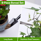 Bonsai Set 8 Pcs, Bonsai Tools Kit, Garden Tools Set | Include Pruner, Fold Scissors, Mini Rake, Bud & Leaf Trimmer Set