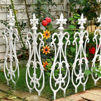sungmor decorative cast iron white flower bed fence, side view