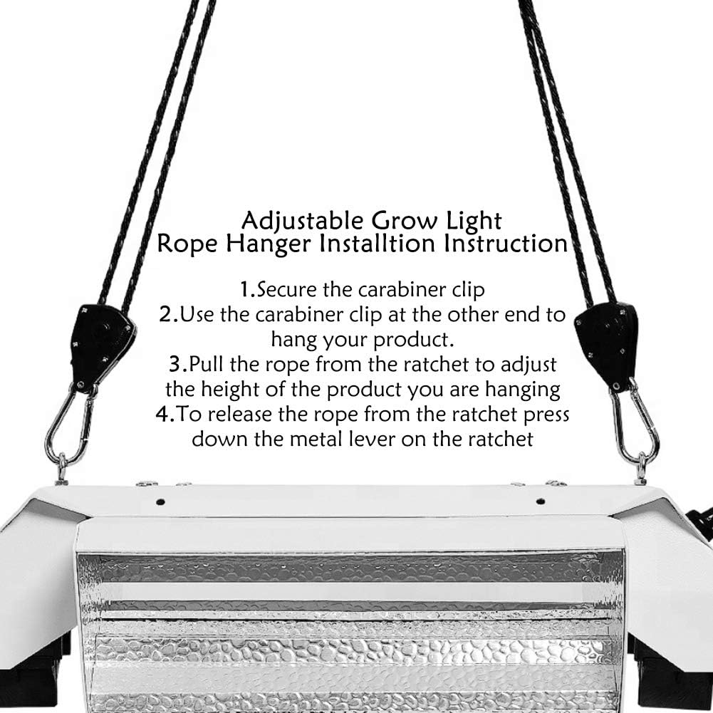 8 Pairs 1/8" Heavy Duty Ratchet Hangers, Adjustable Rope Hangers, Grow Light Rope Hangers for Grow Plant Fan Filter Light Room Equipment, 150 LB Capacity per Pair