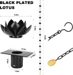 rifachua 8.5ft black lotus rain chain for gutter showing dimensions