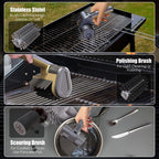 Electric Grill Brush Rechargeable Grill Cleaner 3 Heads 2 Speed 2000 RPM Torque 80KG BBQ Cleaning Brush with Safety Lock Submersible 304 SS Head Splash-Proof Scrubbe IPX7 Waterproof Silvery Black