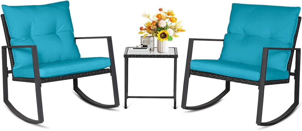suncrown 3 piece outdoor rocking bistro set black, main product view