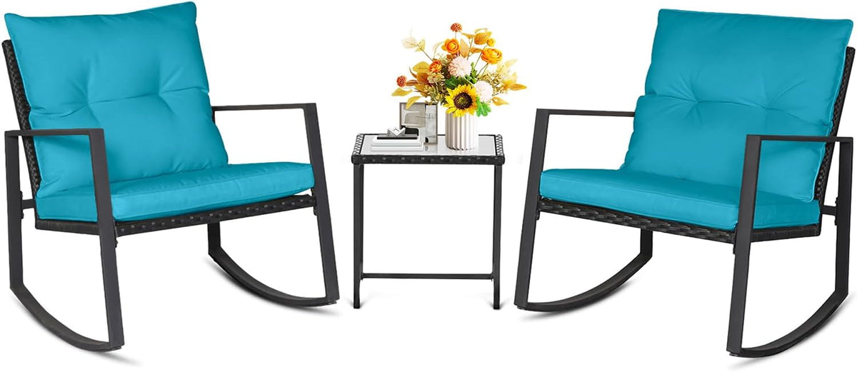 suncrown 3 piece outdoor rocking bistro set black, main product view