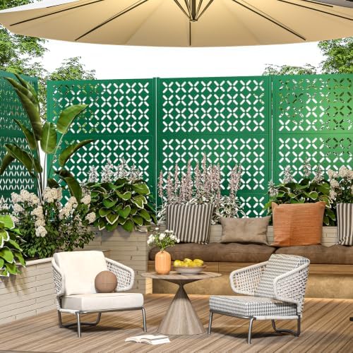 metal outdoor privacy fence 72" h×45.7" w balcony, front angle view