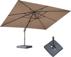 PURPLE LEAF Patio Umbrella 10' X 13' Rectangle Cantilever Umbrella with Wind Resistance Base Large Aluminum Outdoor Umbrellas with UPF40+ Premium Fabric for Deck Pool Garden, Sand Dune