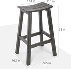 Stoog Bar Stools Set of 4, All-Weather Outdoor Barstools, 400 lbs Weight Support, Easy to Clean and Care, for Bar, Kitchen Counter, and Patio, Grey