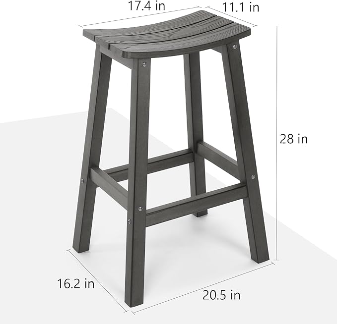 Stoog Bar Stools Set of 4, All-Weather Outdoor Barstools, 400 lbs Weight Support, Easy to Clean and Care, for Bar, Kitchen Counter, and Patio, Grey
