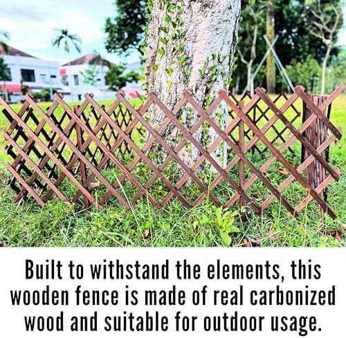 shoplala decorative wooden garden fence (4 pack, 24ft, front angle view