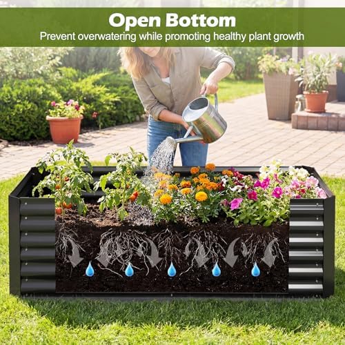 s afstar 3-in-1 raised garden bed with greenhouse showing dimensions