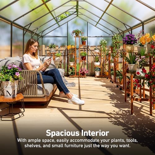 8x14 ft greenhouse with hygrometer, windproof uv protection on a desk or shelf