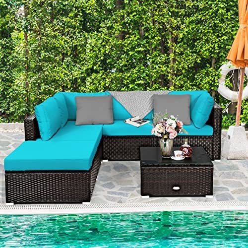 tangkula 6 piece patio furniture set, outdoor deck, close-up detail