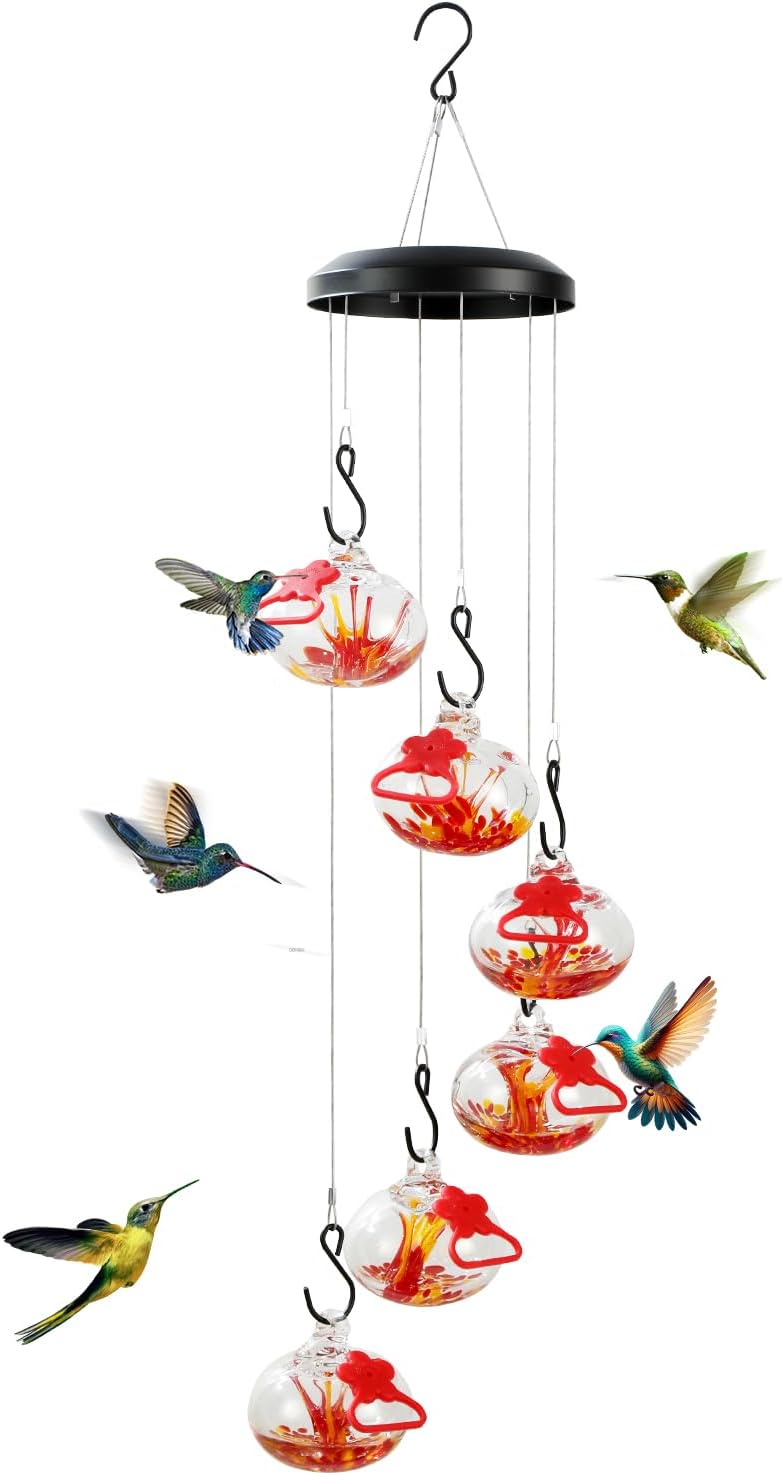 Charming Wind Chimes Hummingbird feeders for Outdoors Hanging ant and bee Proof,Never Leak,Perfect Garden Decor for Outside(Tree of Life)