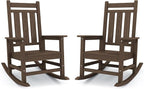 KINGYES Oversized Outdoor Rocking Chair Set of 2, All-Weather Patio Rocking Chairs for Porch, HDPE Outdoor Patio Rockers with High Back & Wide Seat for Garden, Lawn, Coffee