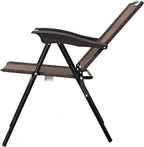 Goplus Folding Sling Chairs Sets of 4 w/Armrests & Adjustable Back | Portable Chairs for Patio Garden Pool Outdoor & Indoor