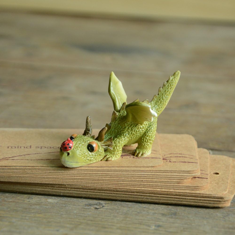 Top Collection 4414 Miniature Fairy Garden & Terrarium Mini Dragon Playing with Ladybug Statue, Small