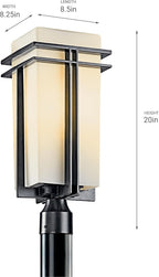 Kichler Tremillo Outdoor Post Light, Black | Opal glass provides ambient pathway lighting for driveways and walkways (8.5" x 20"), 49207BK