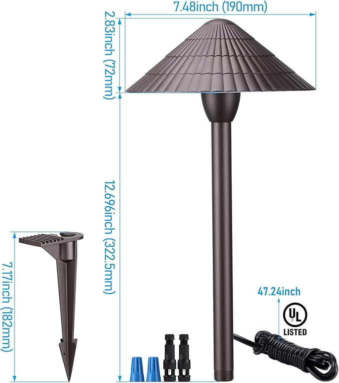 LEONLITE 12-Pack 5CCT LED Low Voltage Landscape Lights, 3W Cast-Aluminum 12-24V Pathway Lights, 1800K-5000K IP65 Path Lights, ETL Listed Landscape Lighting Wired for Yard Lawn, Oil Rubbed Bronze