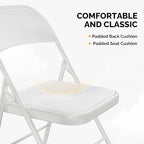 VINGLI 4 Pack Folding Chairs with Padded Seats, Metal Frame with Pu Leather Seat & Back, Capacity 350 lbs, White