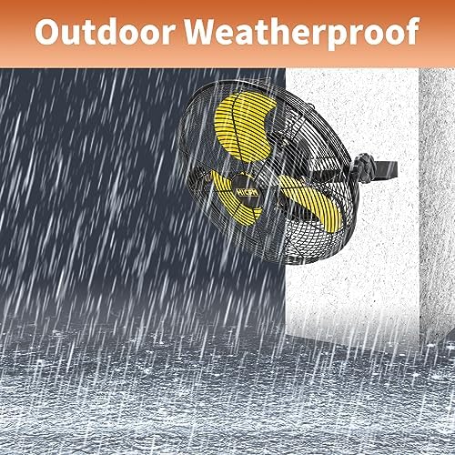 hicfm 2600 cfm 14 inch outdoor wall mount shown in use