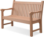 Psilvam 2-Person Poly Lumber Outdoor Bench with 700 Lbs Weight Capacity – Weatherproof Garden Seating for, Balcony Porch & Park, All-Weather Fade-Resistant Patio Furniture (Teak Color)