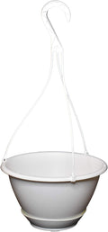 10" white plastic hanging basket with saucer for, main product view