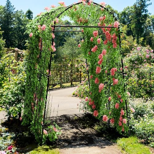 agtek 87" h×65" w metal garden arch trellis, front angle view
