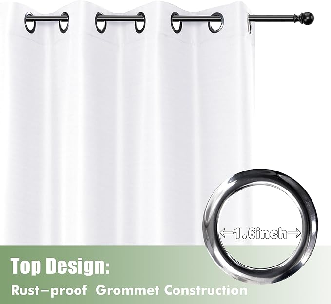 HolidayIdeas Waterproof Outdoor Curtains for Patio, 6 Panels - 54x108 Inches - Weatherproof Privacy Outsides Curtains for Backyard Porch Gazebo, Sunlight & UV Blocking (White, Grommet Top)