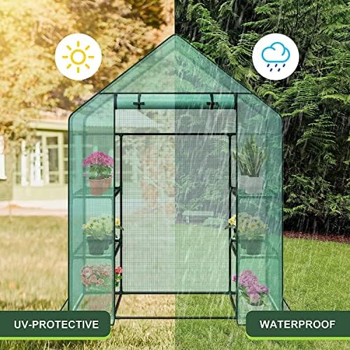 3 tiers 6 shelves walk-in green house, portable, close-up detail