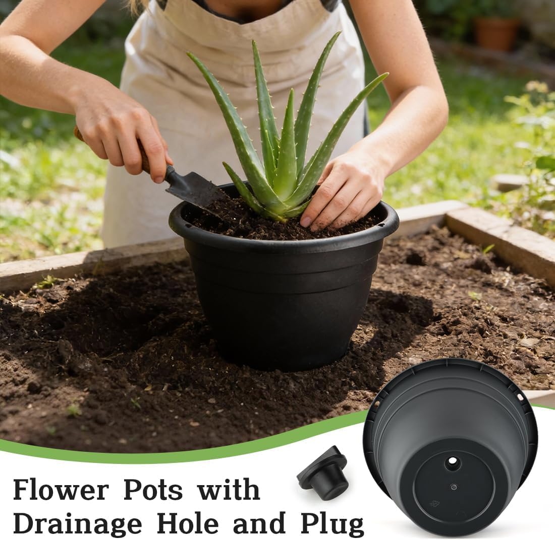 rootrimmer 25 pack 10 inch plant pots with showing dimensions