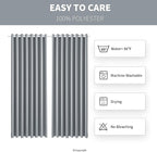 Waterproof Outdoor Curtain W105 x L95 - Grommet Top Sunlight Blocking Window Treatment Drapes Blackout Curtains for Home Bedroom Living Room Outdoor Patio Porch Pergola Cabana Gazebo (Light Gray)