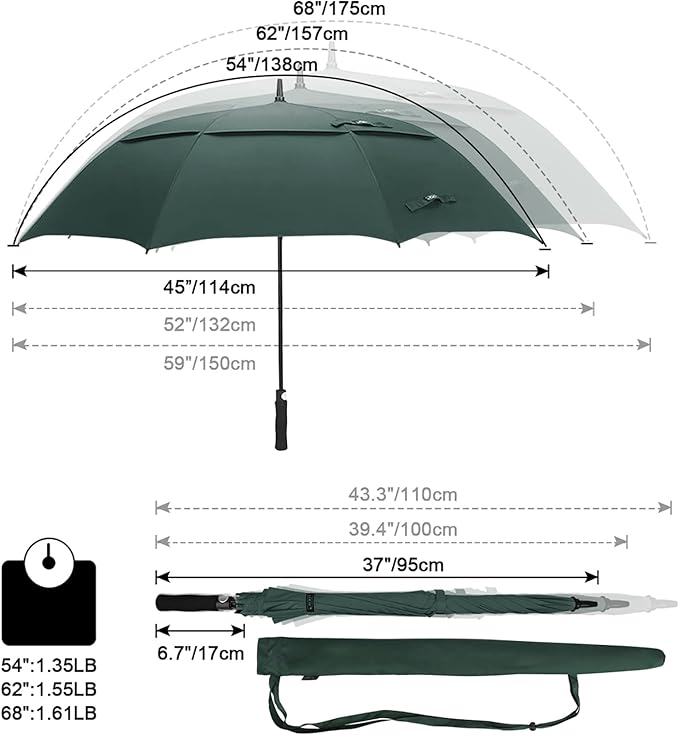 G4Free 47/54/62/68/72 Inch Automatic Open Golf Umbrella Oversize Extra Large Double Canopy Vented Windproof Waterproof Stick Umbrellas