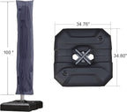PURPLE LEAF 9'×9' Patio Umbrella with Base Outdoor Cantilever Umbrella with Cover Aluminum Square Offset Umbrella with 360-degree Rotation for Deck Pool Garden Navy Blue