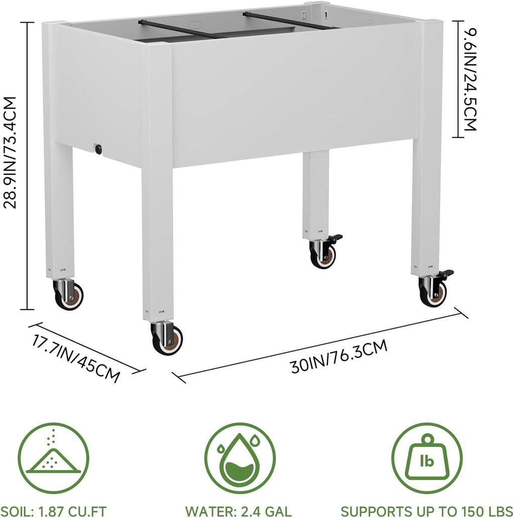 miory raised garden bed with wheels, mobile raised, side view