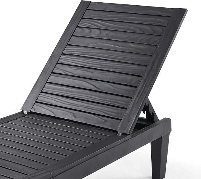 Nestl Patio Chairs - Black Chaise Lounge Chair Outdoor, 5-Position Adjustable Sun Tanning Chair, Waterproof Pool Lounge Chairs Set of 4, Reclining Lawn Chair, Lightweight Outdoor Lounge Chairs